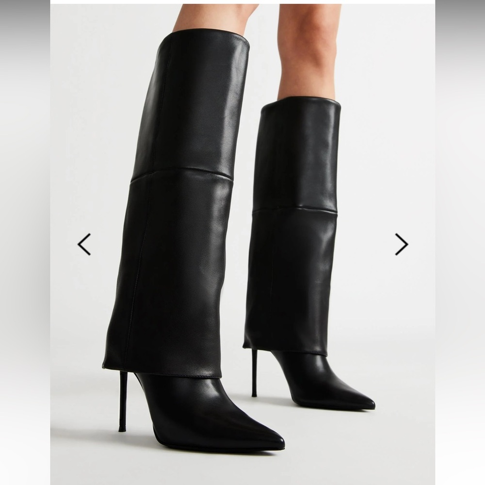 Steve Madden SMITH BLACK LEATHER BOOTS Size 7